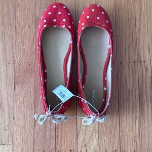 Old Navy Red Polka Dot Canvas Ballet Flats